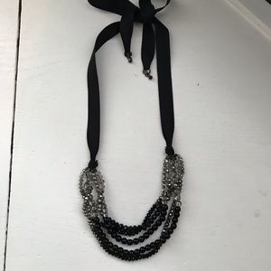 Ann Taylor Loft Black Satin Ribbon Necklace